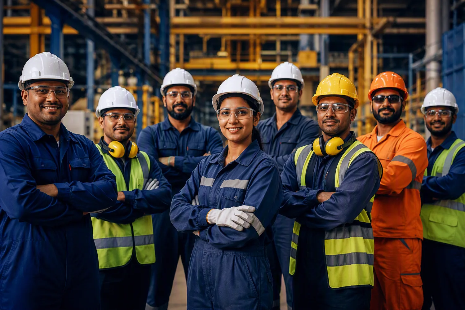 Skilled workforce at a professionally managed industrial project site